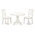 HomeStock 3-Pc Linen White Finish Solid Wood Top-Dining Room Set-Seats 4