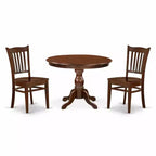 3-Piece Mahogany Finish Solid Wood Top - Dining Room Set - Seats 4