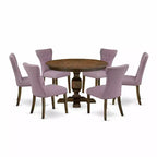 HomeStock 3-Piece Distressed Jacobean Finish Solid Wood Top Dining Table with 2 Chairs