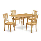 HomeStock 5-Pc Natural Oak Finish Solid Wood Top-Dining Room Set with Dropleaf-Seats 4