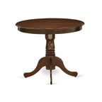 Ensemble de salle à manger rond 3 pièces rembourré en bois massif finition noyer antique – 4 places