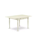 5-Piece Linen White Finish Solid Wood Top - Rectangular Upholstered Dining Room Set - Seats 4