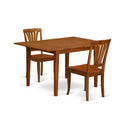 HomeStock 3-Piece Saddle Brown Finish Solid Wood Top Dining Table Set