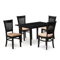 5-Piece Black Finish Solid Wood Top Rectangular Dining Room Set (Seats-4)