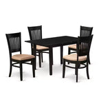 5-Piece Black Finish Solid Wood Top Rectangular Dining Room Set (Seats-4)
