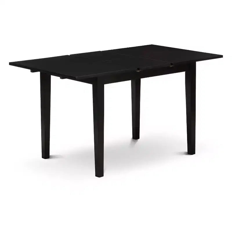 Ensemble de salle à manger rectangulaire 5 pièces en bois massif à finition noire (4 places)
