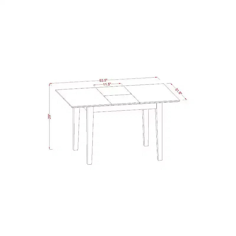 Ensemble de salle à manger rectangulaire 5 pièces en bois massif à finition noire (4 places)