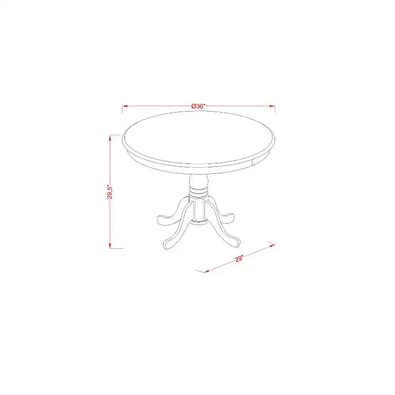 HomeStock Table à manger 5 pièces ronde avec plateau en bois massif et 4 chaises, finition chêne naturel