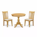 3-Piece Natural Oak Finish Solid Wood Top - Dining Room Set - Seats 4