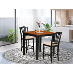 Ensemble de salle à manger hauteur comptoir - Table de bistrot et 2 chaises - Ensemble de cuisine - 36x36 pouces - Fini cerisier noir