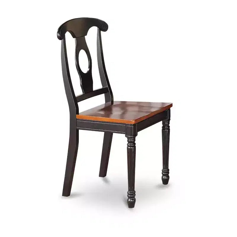 HomeStock 7-Piece Square Black & Cherry Finish Solid Wood Top Dining Table with 6-Chairs