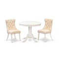 3-Piece Linen White Finish Solid Wood Top - Round Dining Room Set - (Seats-4)