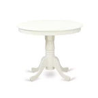 Ensemble de salle à manger rond 3 pièces en bois massif finition blanc lin - (4 places)