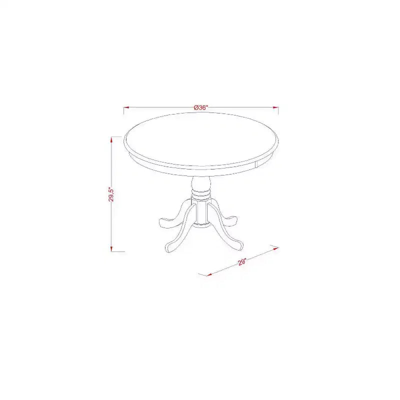 Ensemble de salle à manger rond 3 pièces en bois massif finition blanc lin - (4 places)