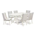 HomeStock 7-Piece Natural Oak Finish Solid Wood Top Dining Table with 6 Parson-Chairs