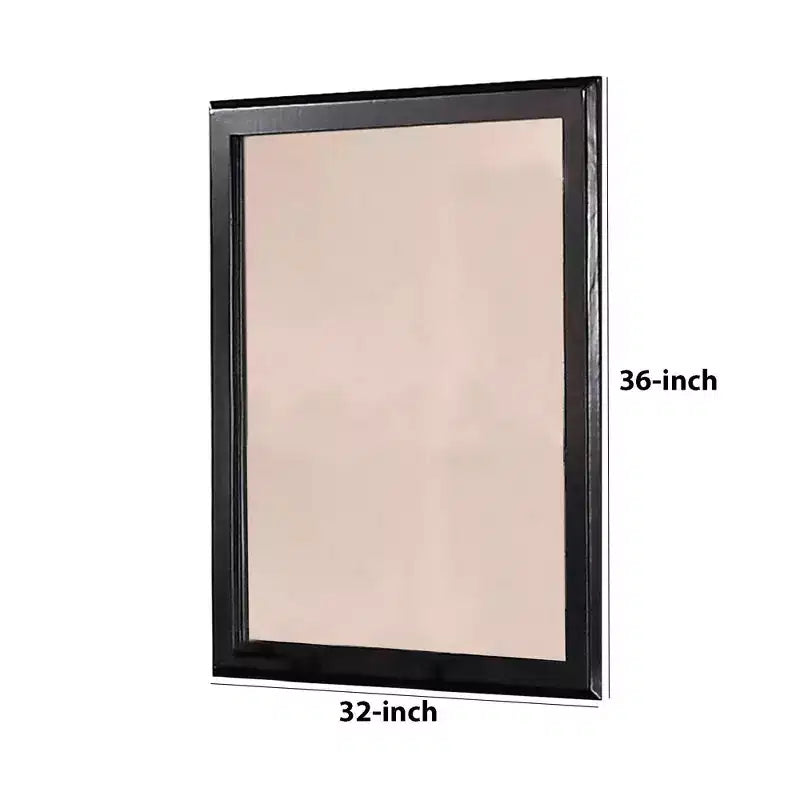 Miroir rectangulaire en bois encadré Royal Hampton de 36 pouces, noir