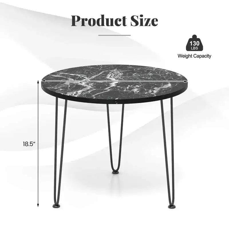 Table basse Costway en faux marbre avec pieds en métal pour salon et bureau Noir