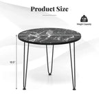 Table basse Costway en faux marbre avec pieds en métal pour salon et bureau Noir