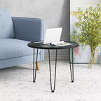 Table basse Costway en faux marbre avec pieds en métal pour salon et bureau Noir