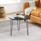 Table basse Costway en faux marbre avec pieds en métal pour salon et bureau Noir