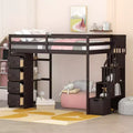 Whisen Twin size Wooden Loft Bed with Storage Drawers and Stairs, Shelves