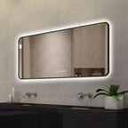 Miroir de salle de bain avec cadre en alliage d'aluminium noir, 48 x 24 pouces, avec affichage de la température, lumière tricolore et fonction anti-buée