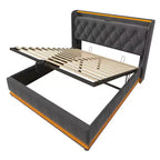 Bellemave Full Upholstered Platform Bed with 360 Surround LED Function,Upholstered Platform Bed Frame with USB Type-C charging, Gray