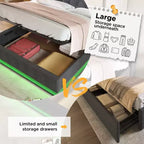 Bellemave Full Upholstered Platform Bed with 360 Surround LED Function,Upholstered Platform Bed Frame with USB Type-C charging, Gray