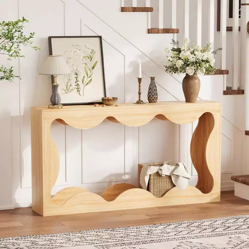 Table console de ferme de 63 pouces avec rangement, table de canapé en bois, meuble console étroit pour entrée et salon