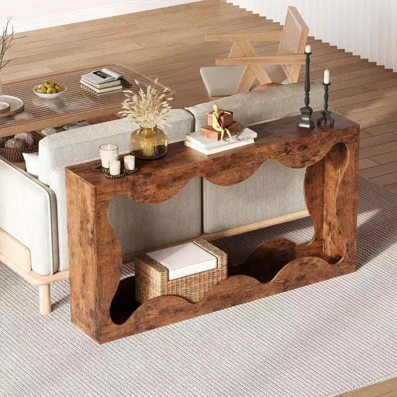Table console de ferme de 63 pouces avec rangement, table de canapé en bois, meuble console étroit pour entrée et salon