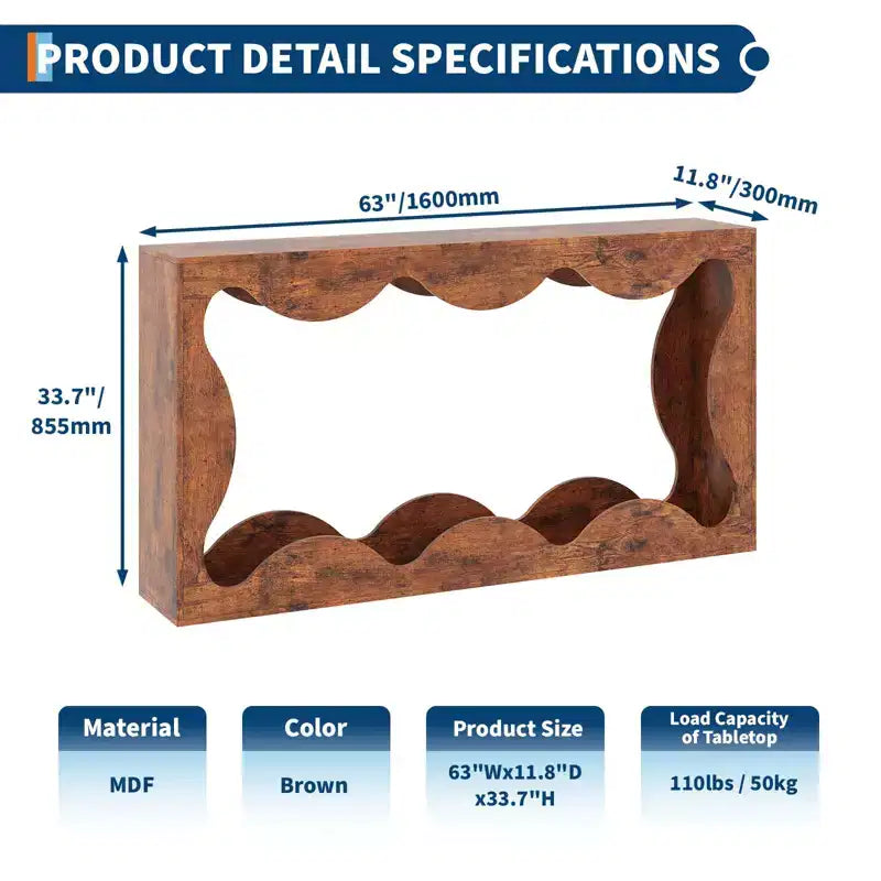 Table console de ferme de 63 pouces avec rangement, table de canapé en bois, meuble console étroit pour entrée et salon