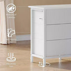 Longue commode de chambre avec 10 tiroirs en tissu, prise de courant et lumière LED, meuble TV pour téléviseurs de 65 à 75 pouces