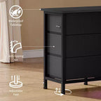 Longue commode de chambre avec 10 tiroirs en tissu, prise de courant et lumière LED, meuble TV pour téléviseurs de 65 à 75 pouces