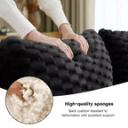 Canapé modulaire en forme de U 146, flanelle, 4 places, ottoman, boucle, sans montage, noir