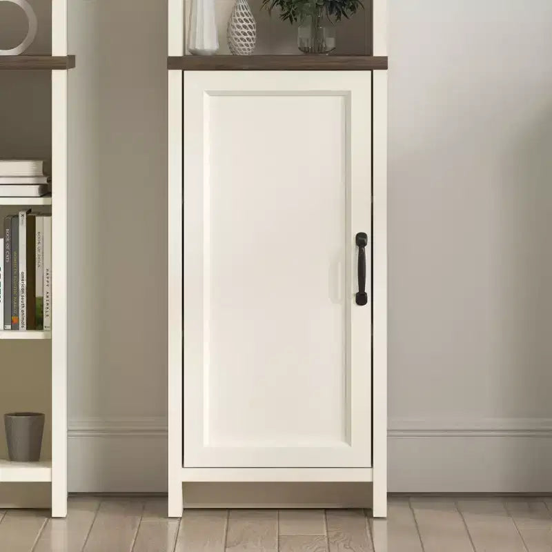 Galano Tall Bathroom Cabinet with Open Shelves in Ivory Knotty Oak 15.6 W  11.6 D  63.7 H