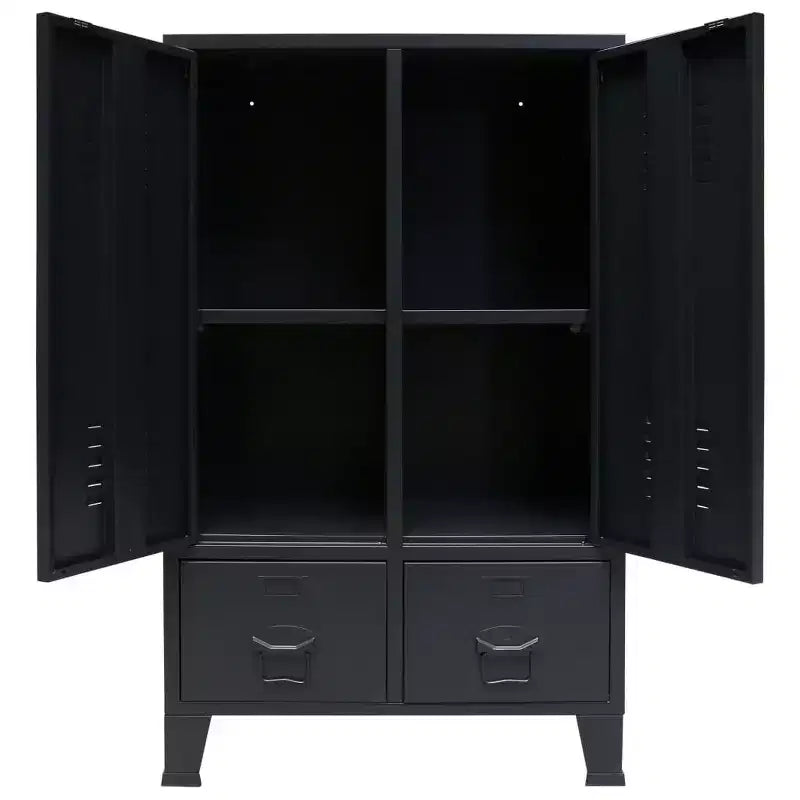 vidaXL Armoire en tôle noire avec étagères réglables moyennes