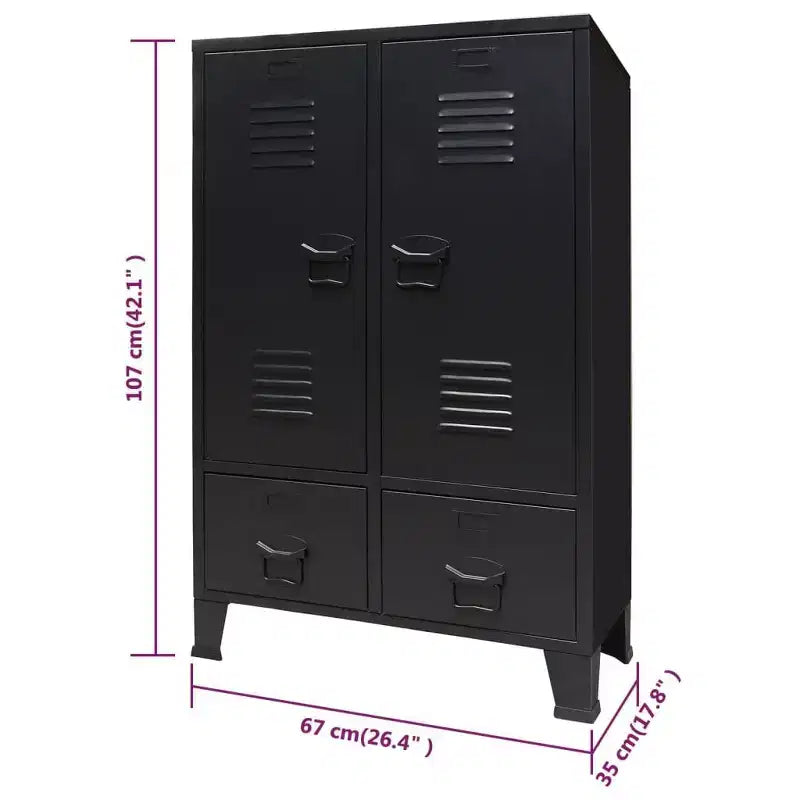 vidaXL Armoire en tôle noire avec étagères réglables moyennes