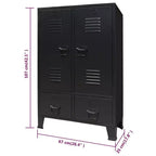 vidaXL Armoire en tôle noire avec étagères réglables moyennes