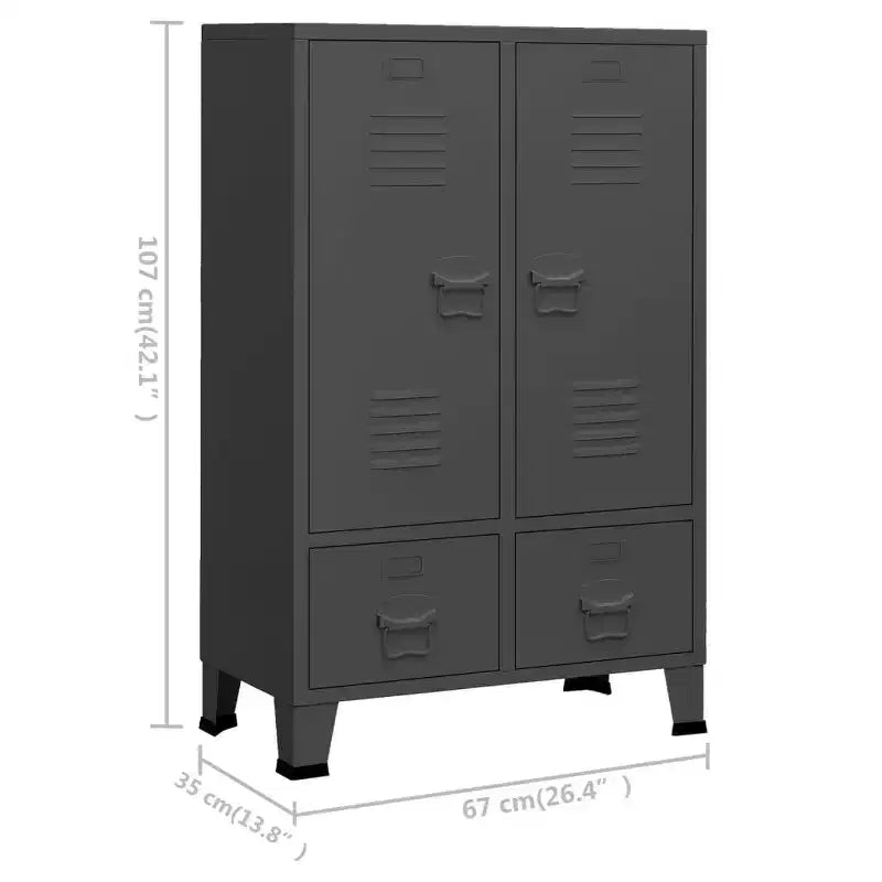 vidaXL Armoire en tôle noire avec étagères réglables moyennes