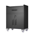 Clihome 2-Door and 1-Drawer Tool Cabinet with Lock, Rolling Storage Cabinet with Locking Casters, Adjustable Shelf Metal Organizer