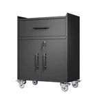 Clihome 2-Door and 1-Drawer Tool Cabinet with Lock, Rolling Storage Cabinet with Locking Casters, Adjustable Shelf Metal Organizer