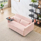 Canapé convertible gain de place TUYOHW, canapé-lit en velours côtelé avec plateau de table mobile et port USB, causeuse multifonctionnelle pour salon