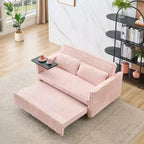Canapé convertible gain de place TUYOHW, canapé-lit en velours côtelé avec plateau de table mobile et port USB, causeuse multifonctionnelle pour salon