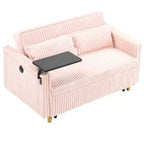 Canapé convertible gain de place TUYOHW, canapé-lit en velours côtelé avec plateau de table mobile et port USB, causeuse multifonctionnelle pour salon