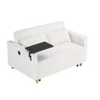 Canapé convertible gain de place TUYOHW, canapé-lit en velours côtelé avec plateau de table mobile et port USB, causeuse multifonctionnelle pour salon
