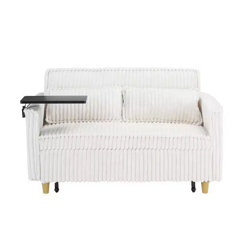 Canapé convertible gain de place TUYOHW, canapé-lit en velours côtelé avec plateau de table mobile et port USB, causeuse multifonctionnelle pour salon