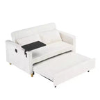 Canapé convertible gain de place TUYOHW, canapé-lit en velours côtelé avec plateau de table mobile et port USB, causeuse multifonctionnelle pour salon