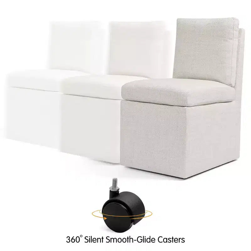 Subrtex Chaises de salle à manger capitonnées avec roulettes, chaise de salon moderne avec roulettes silencieuses pour salon, livrée assemblée, couleur avoine