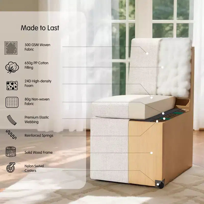 Subrtex Chaises de salle à manger capitonnées avec roulettes, chaise de salon moderne avec roulettes silencieuses pour salon, livrée assemblée, couleur avoine