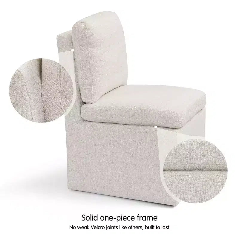 Subrtex Chaises de salle à manger capitonnées avec roulettes, chaise de salon moderne avec roulettes silencieuses pour salon, livrée assemblée, couleur avoine